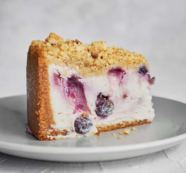 Lemon & Blueberry Crumble Cheesecake.