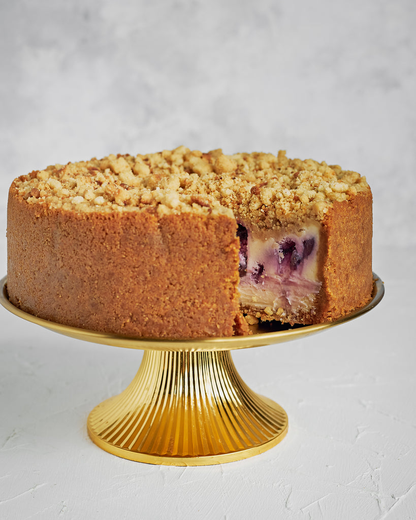 Lemon & Blueberry Crumble Cheesecake.